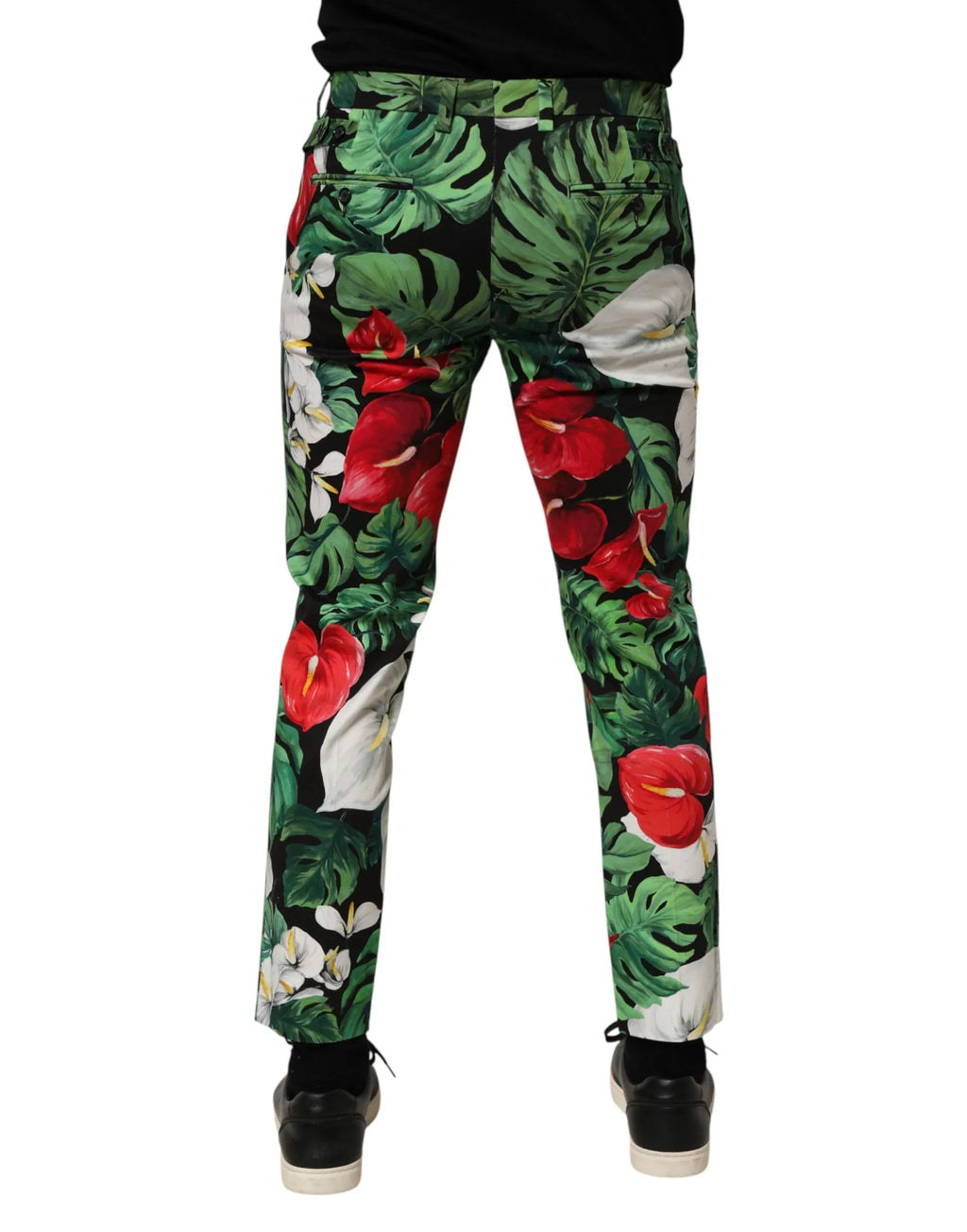 Dolce & Gabbana Multicolor Floral Print Cotton Tapered Pants - Zeiniez