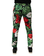 Dolce & Gabbana Multicolor Floral Print Cotton Tapered Pants - Zeiniez