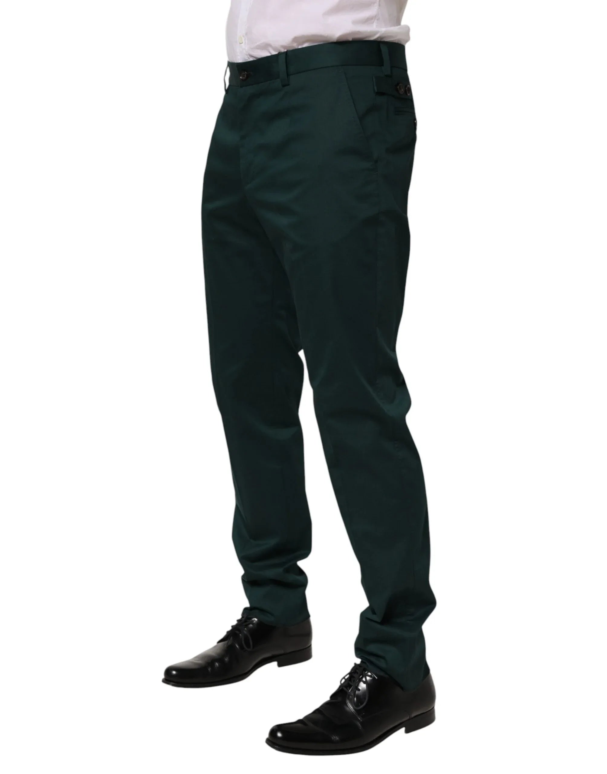 Dolce & Gabbana Green Cotton Formal Dress Men Trouser Pants - Zeiniez