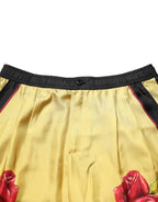 Dolce & Gabbana Yellow Floral Print Silk Men Bermuda Shorts - Zeiniez