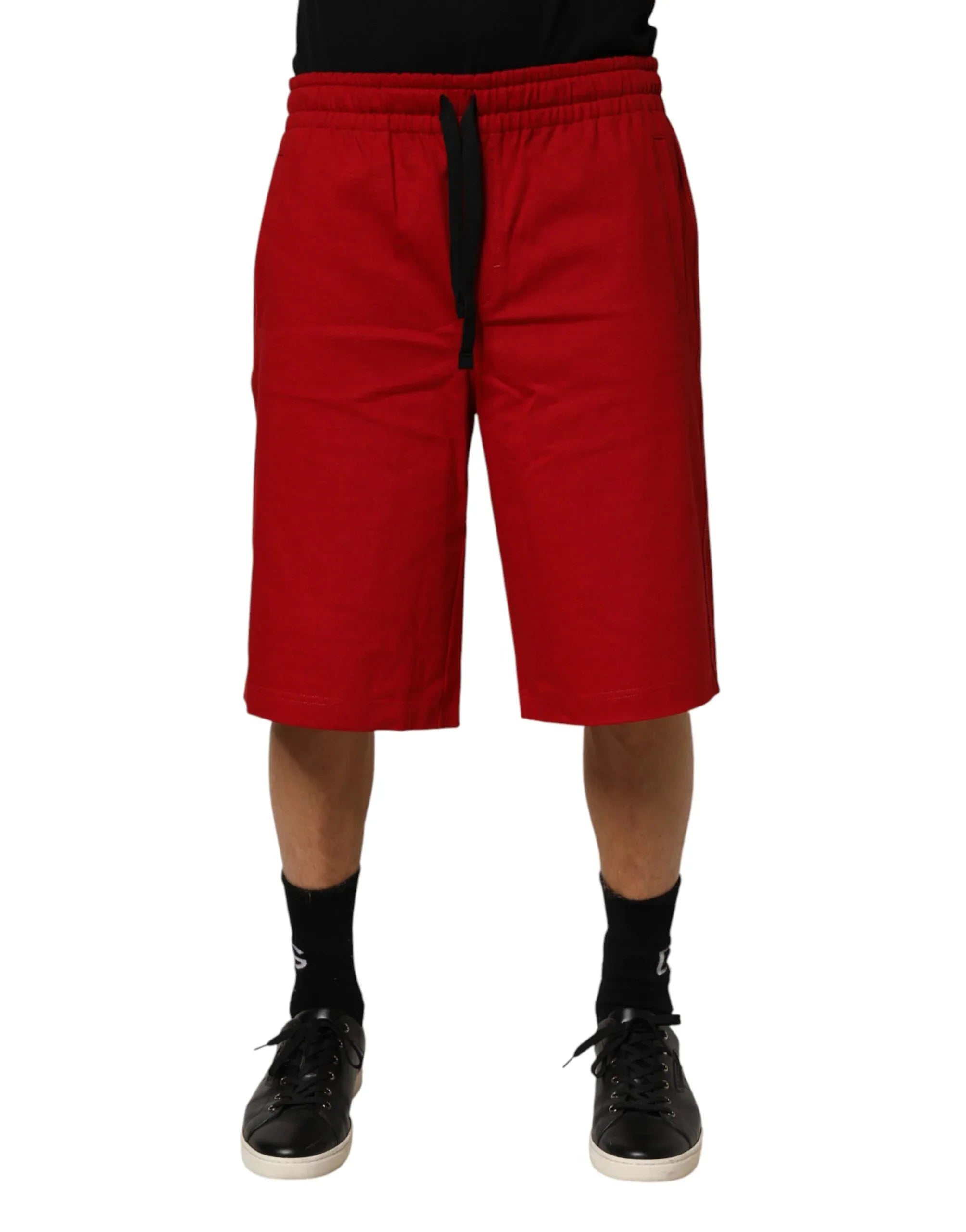 Dolce & Gabbana Red Cotton MidWaist Drawstring Bermuda Pants - Zeiniez