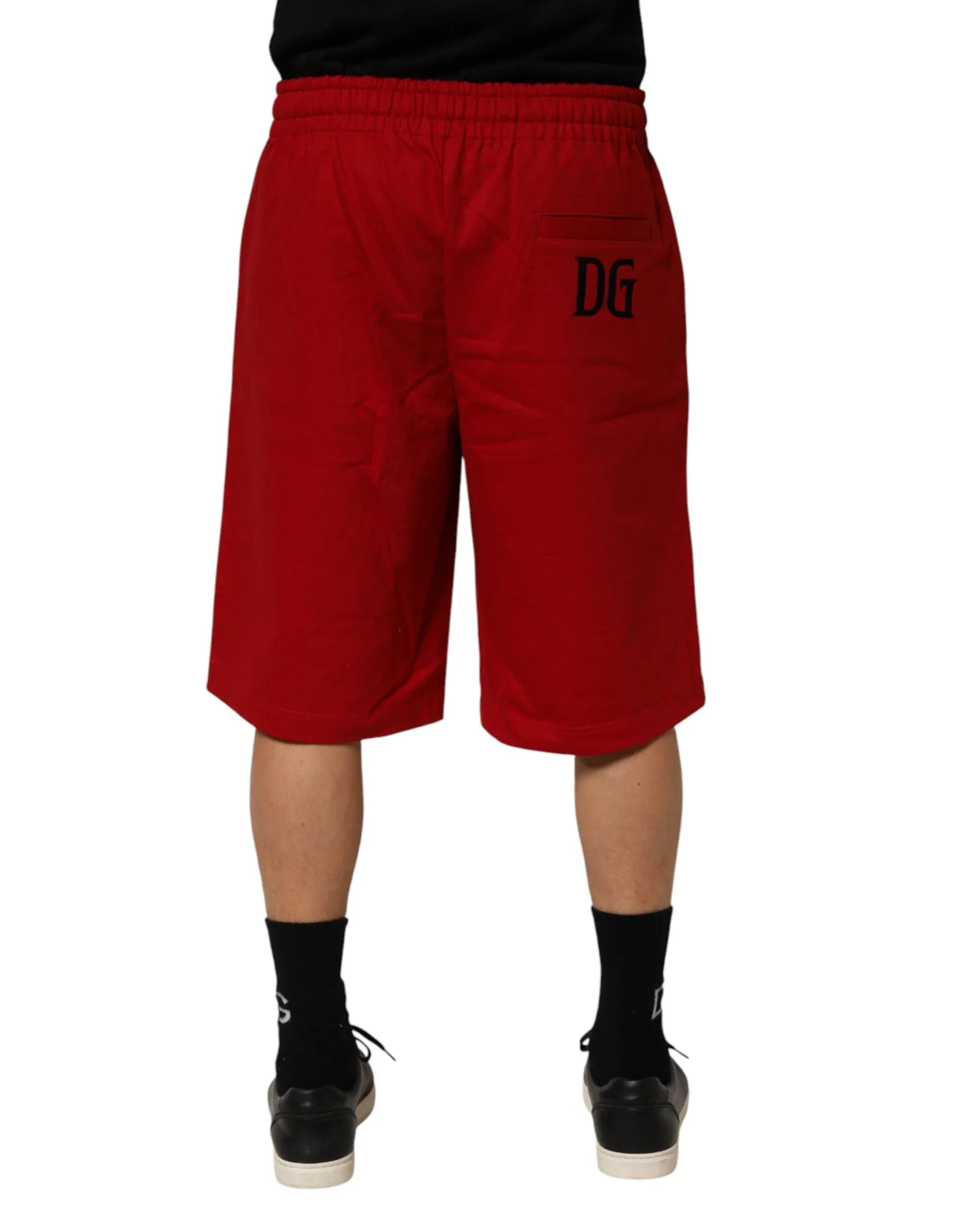 Dolce & Gabbana Red Cotton MidWaist Drawstring Bermuda Pants - Zeiniez