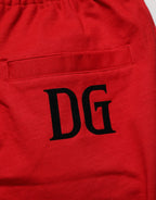 Dolce & Gabbana Red Cotton MidWaist Drawstring Bermuda Pants - Zeiniez