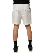 Dolce & Gabbana White Cotton Mid Waist Men Bermuda Shorts - Zeiniez