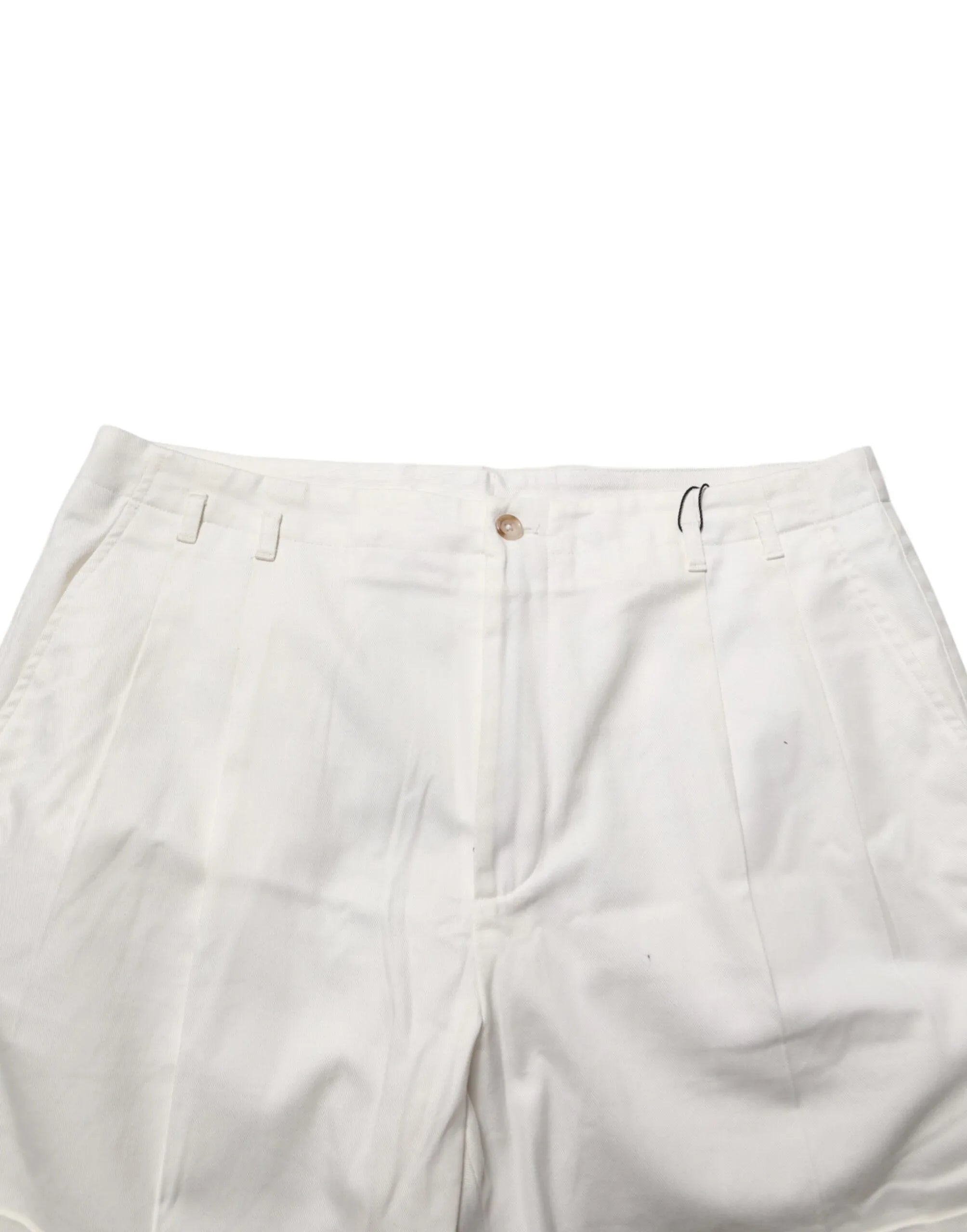 Dolce & Gabbana White Cotton Mid Waist Men Bermuda Shorts - Zeiniez