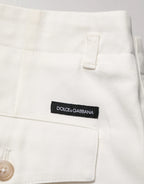 Dolce & Gabbana White Cotton Mid Waist Men Bermuda Shorts - Zeiniez