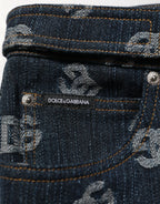 Dolce & Gabbana Blue Logo Print Straight Denim Men Jeans - Zeiniez