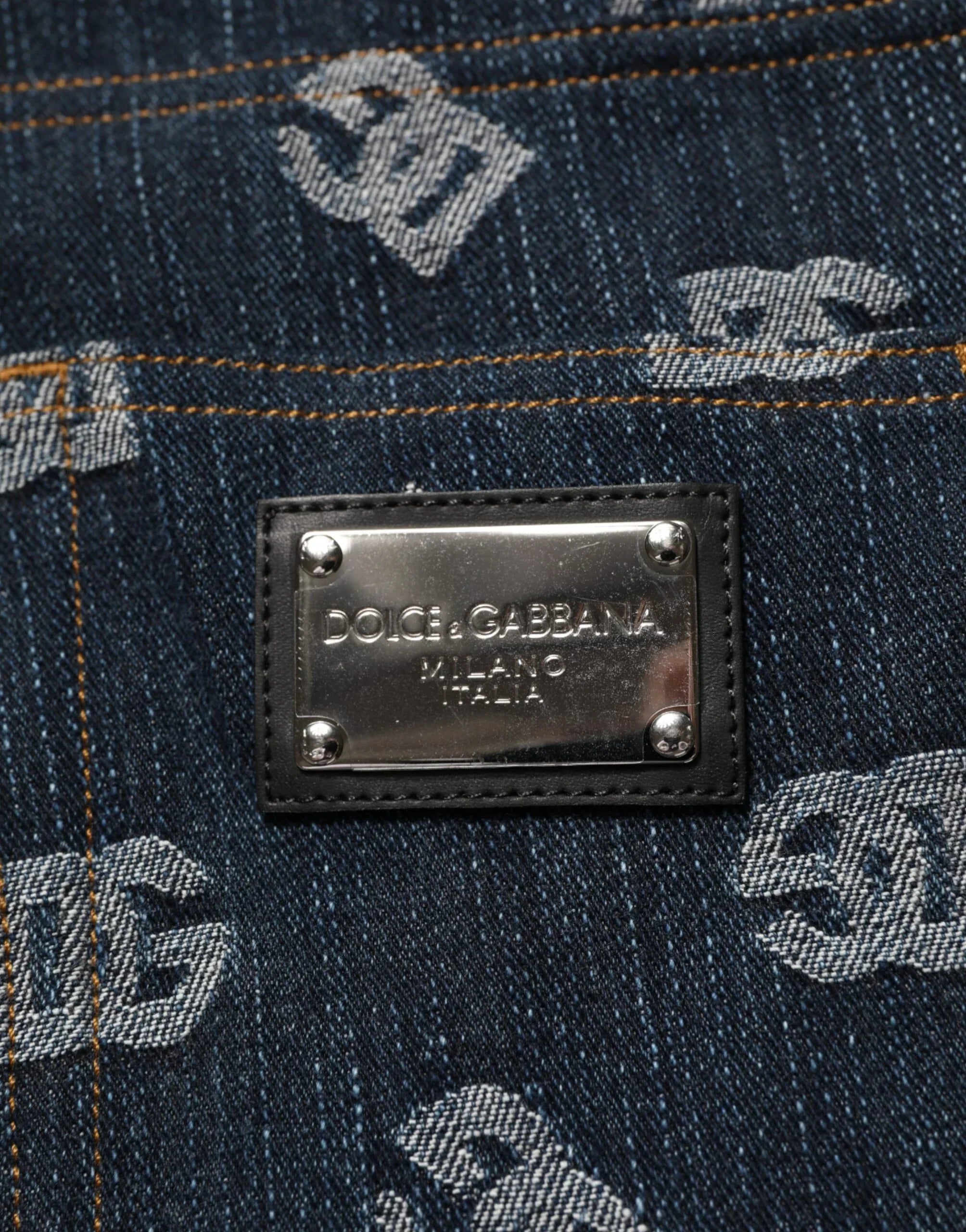 Dolce & Gabbana Blue Logo Print Straight Denim Men Jeans - Zeiniez