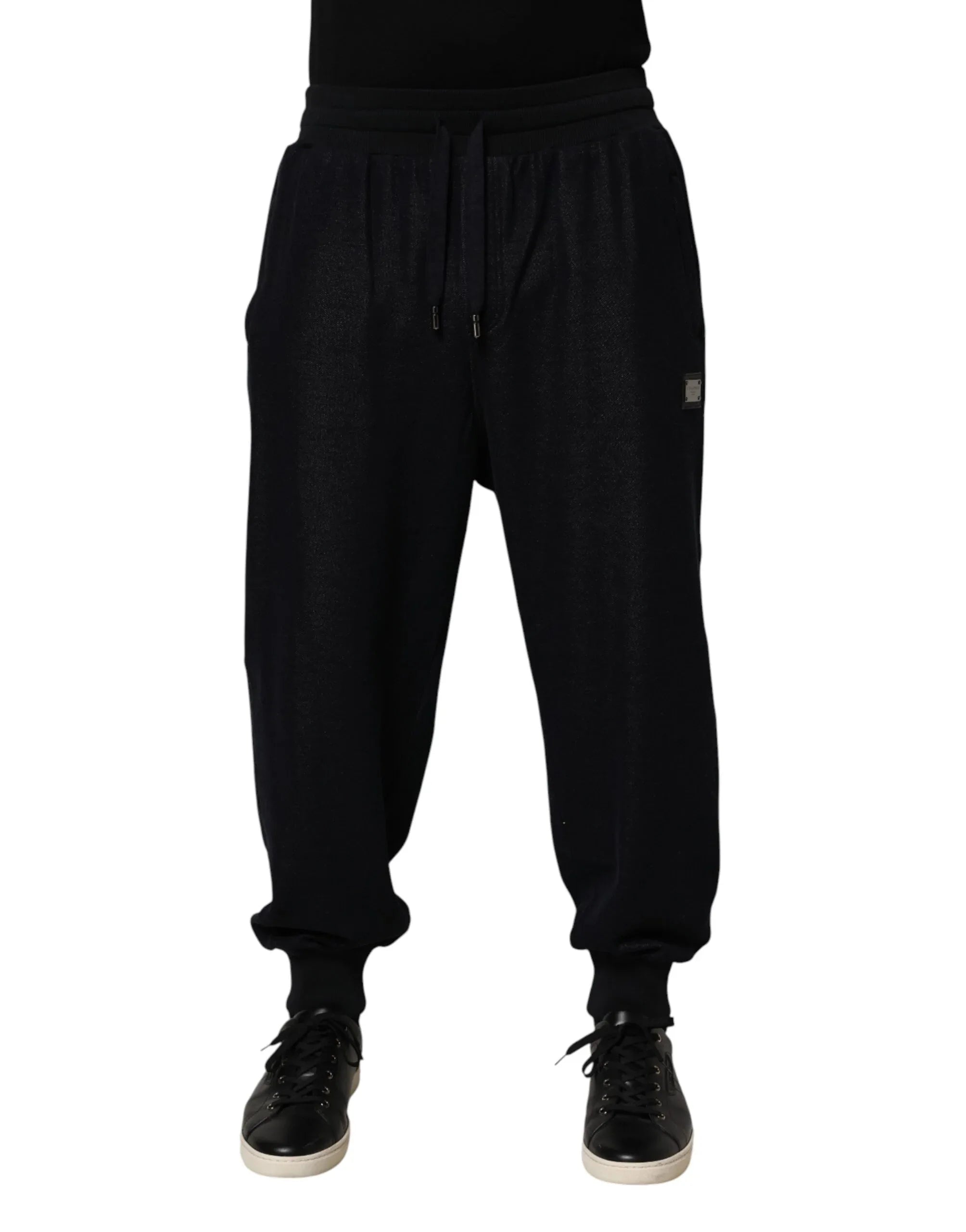 Dolce & Gabbana Black Cotton Blend Drawstring Jogger Jogger Pants - Zeiniez