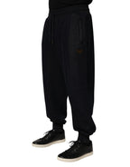Dolce & Gabbana Black Cotton Blend Drawstring Jogger Jogger Pants - Zeiniez