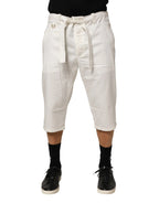 Dolce & Gabbana White Cotton Stretch Cropped Trouser Pants - Zeiniez