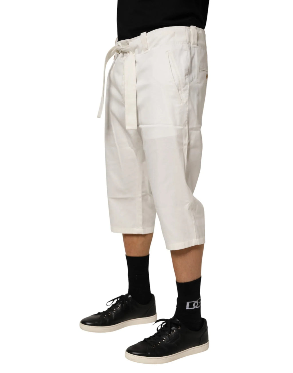 Dolce & Gabbana White Cotton Stretch Cropped Trouser Pants - Zeiniez
