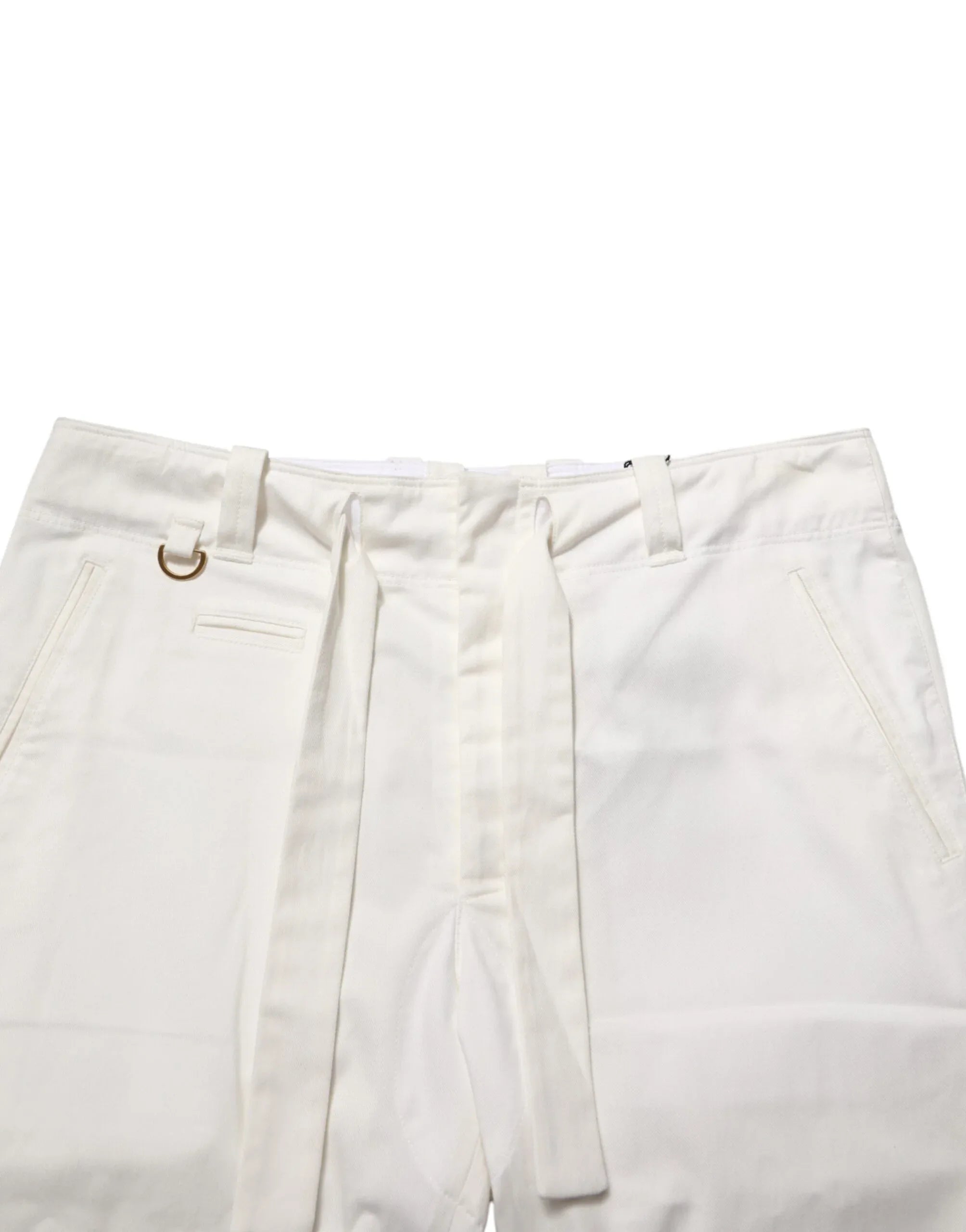 Dolce & Gabbana White Cotton Stretch Cropped Trouser Pants - Zeiniez