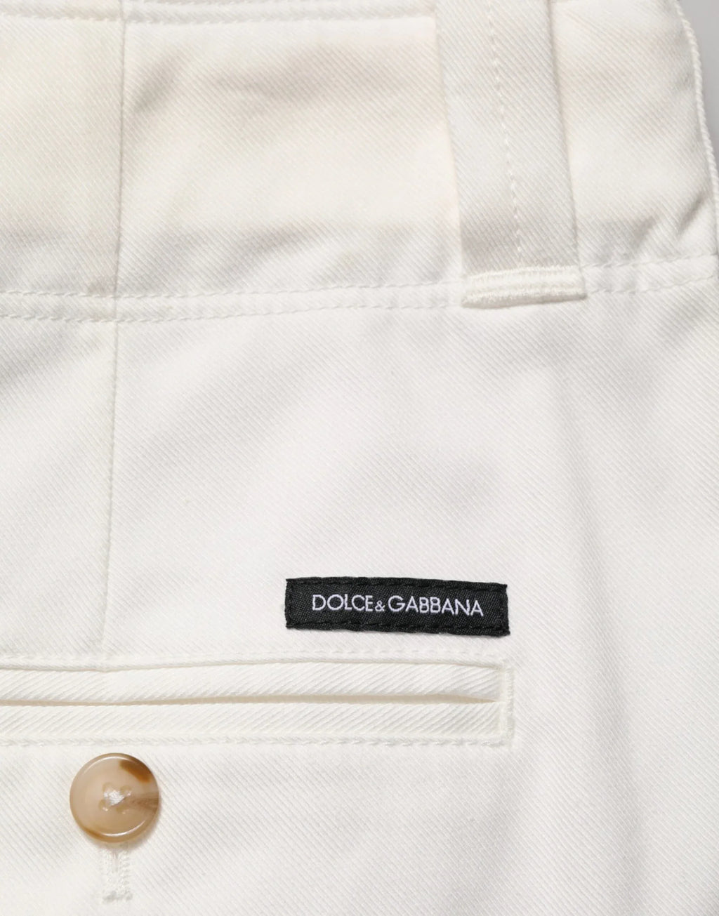 Dolce & Gabbana White Cotton Stretch Cropped Trouser Pants - Zeiniez