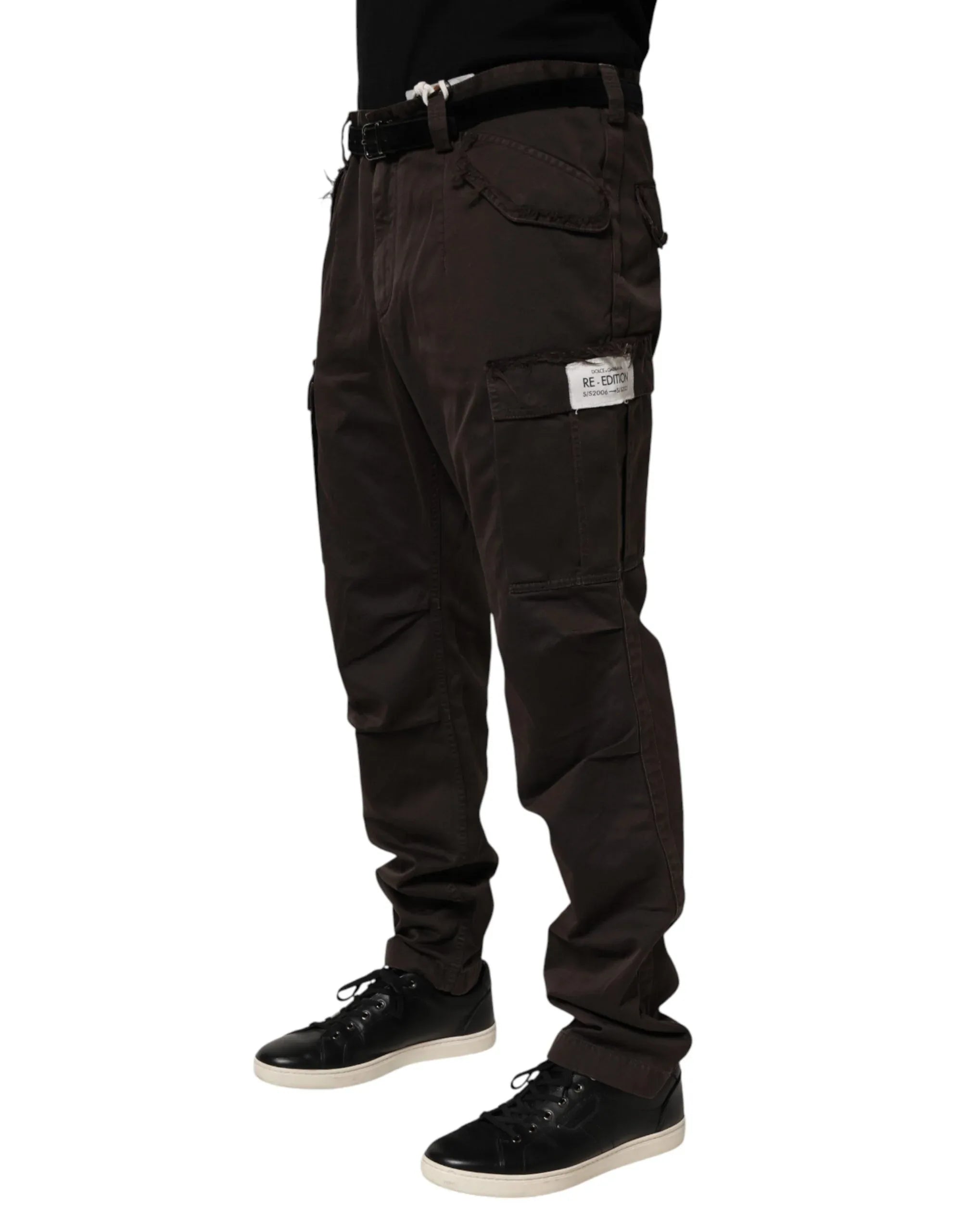 Dolce & Gabbana Brown Re- Edition Cotton Men Cargo Pants - Zeiniez