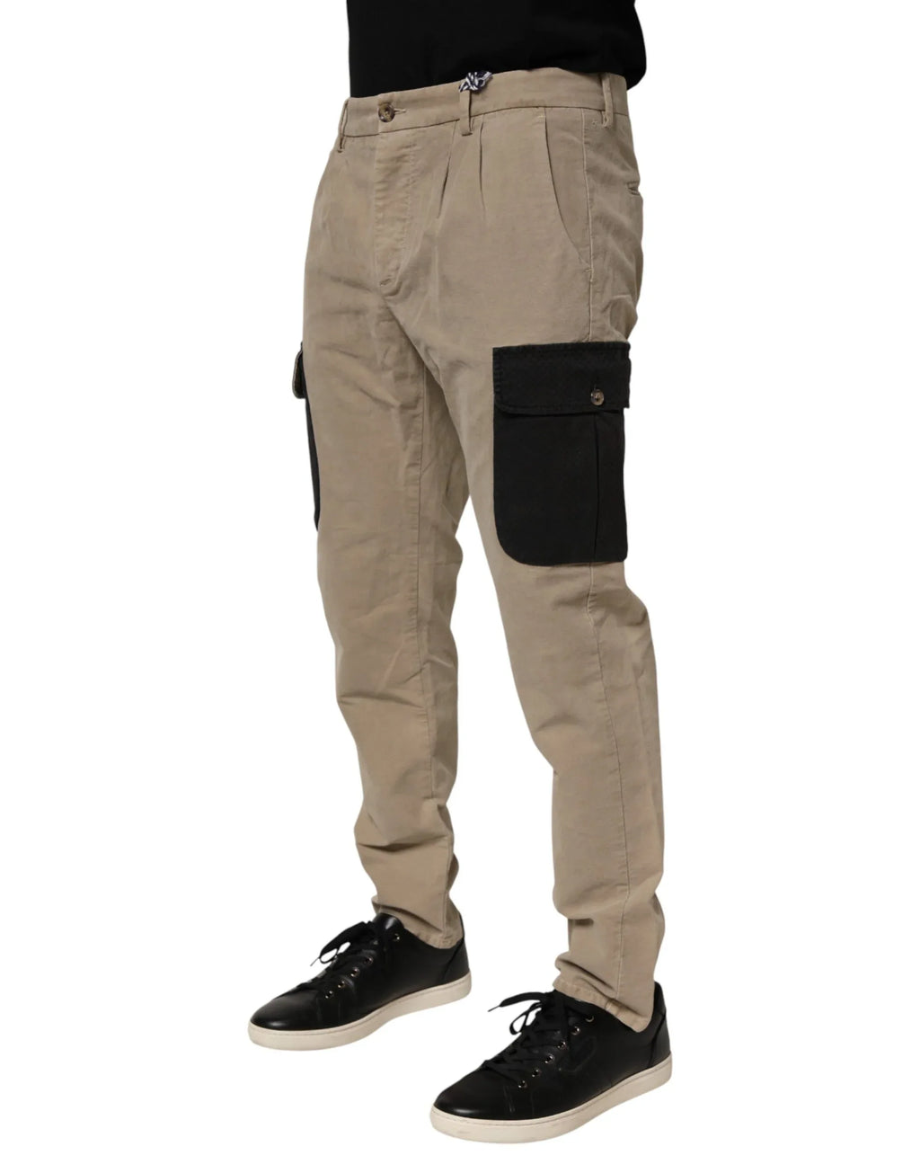 AT.P.CO Beige Mid Waist Skinny Men Cargo Chino Trouser Pants - Zeiniez