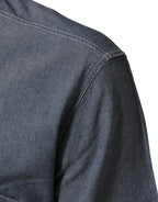 AGLINI Blue Denim Regular Fit Collared Long Sleeve Casual Shirt - Zeiniez