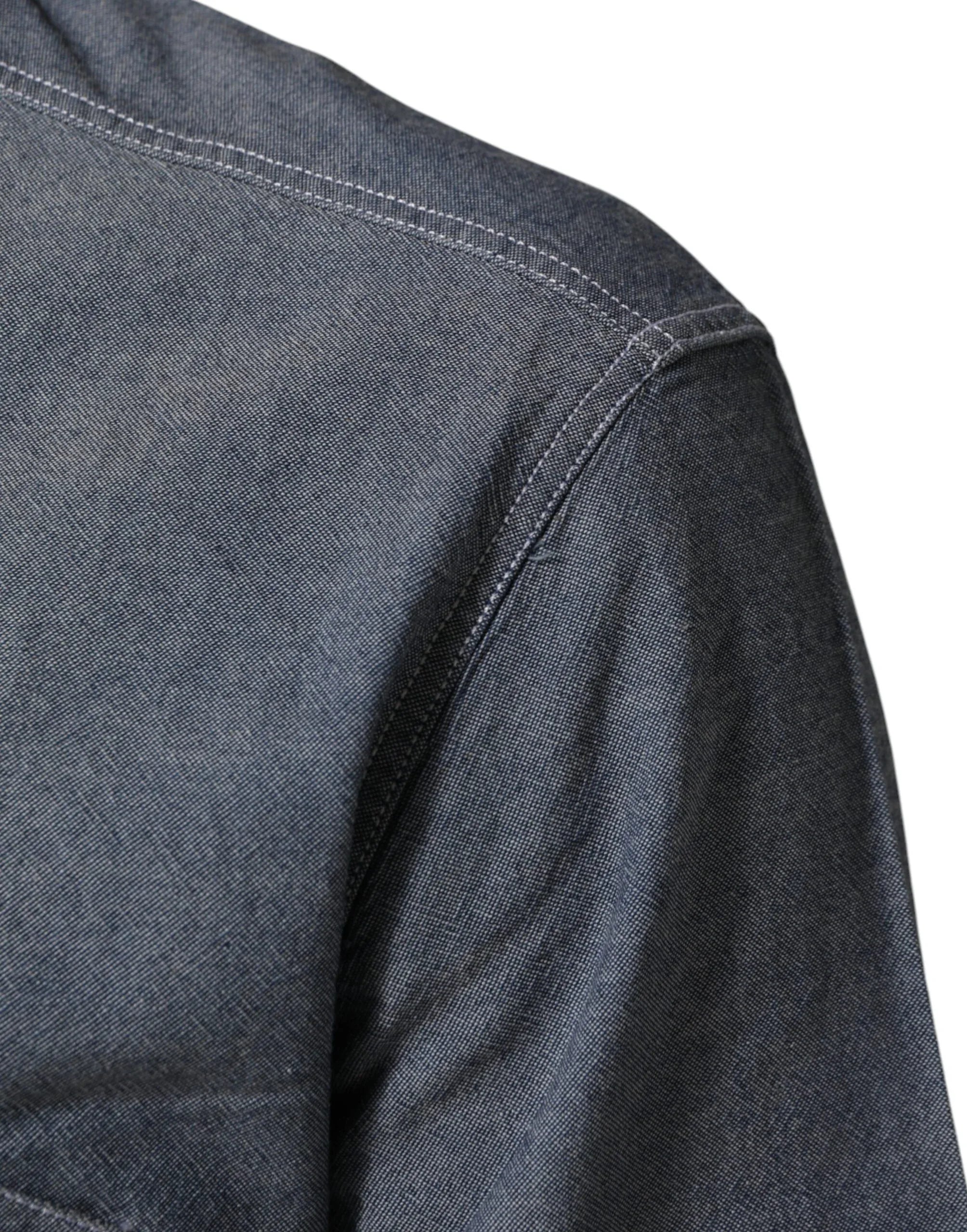 AGLINI Blue Denim Regular Fit Collared Long Sleeve Casual Shirt - Zeiniez