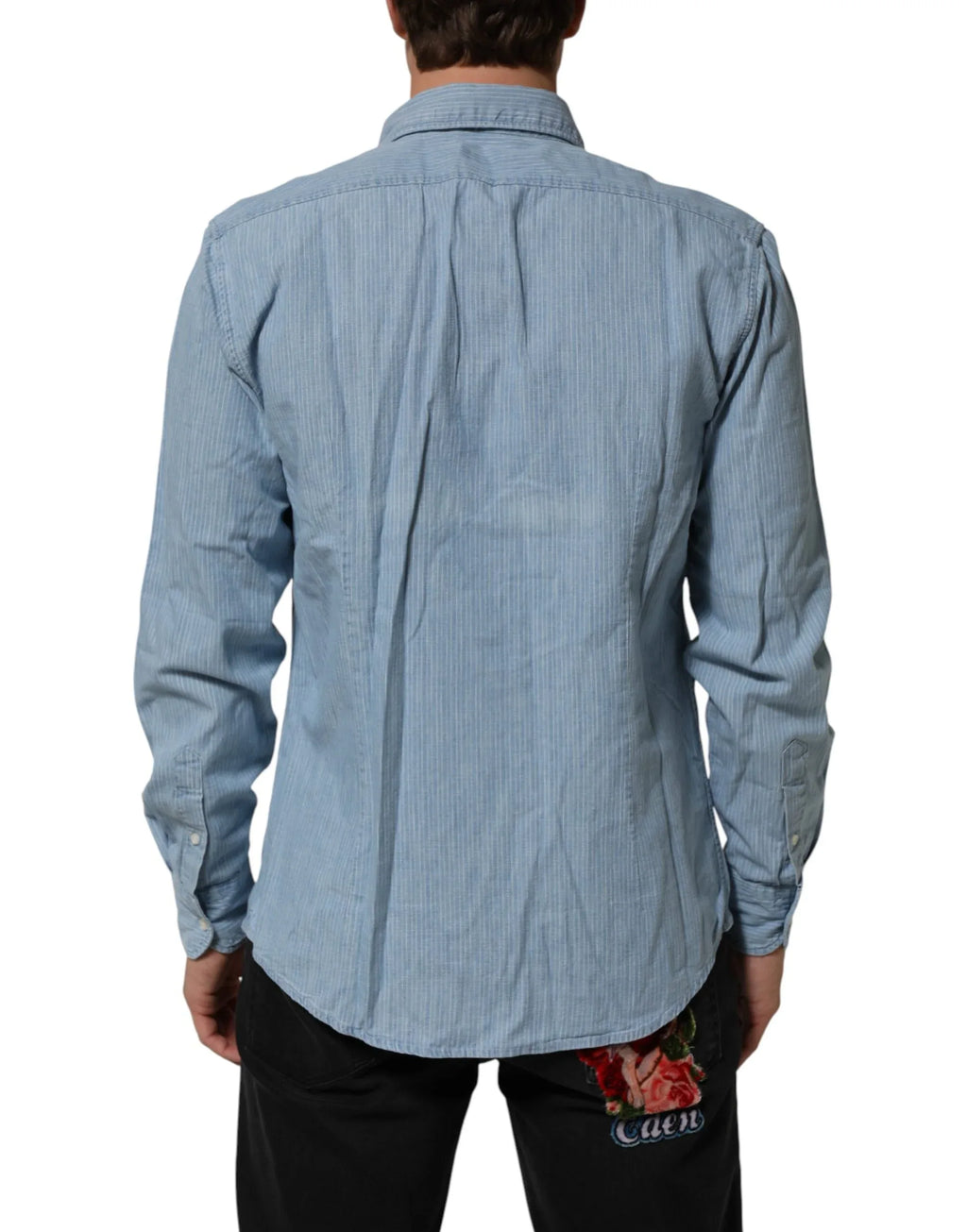 Deperlu Blue Denim Regular Fit Collared Long Sleeve Men Shirt - Zeiniez