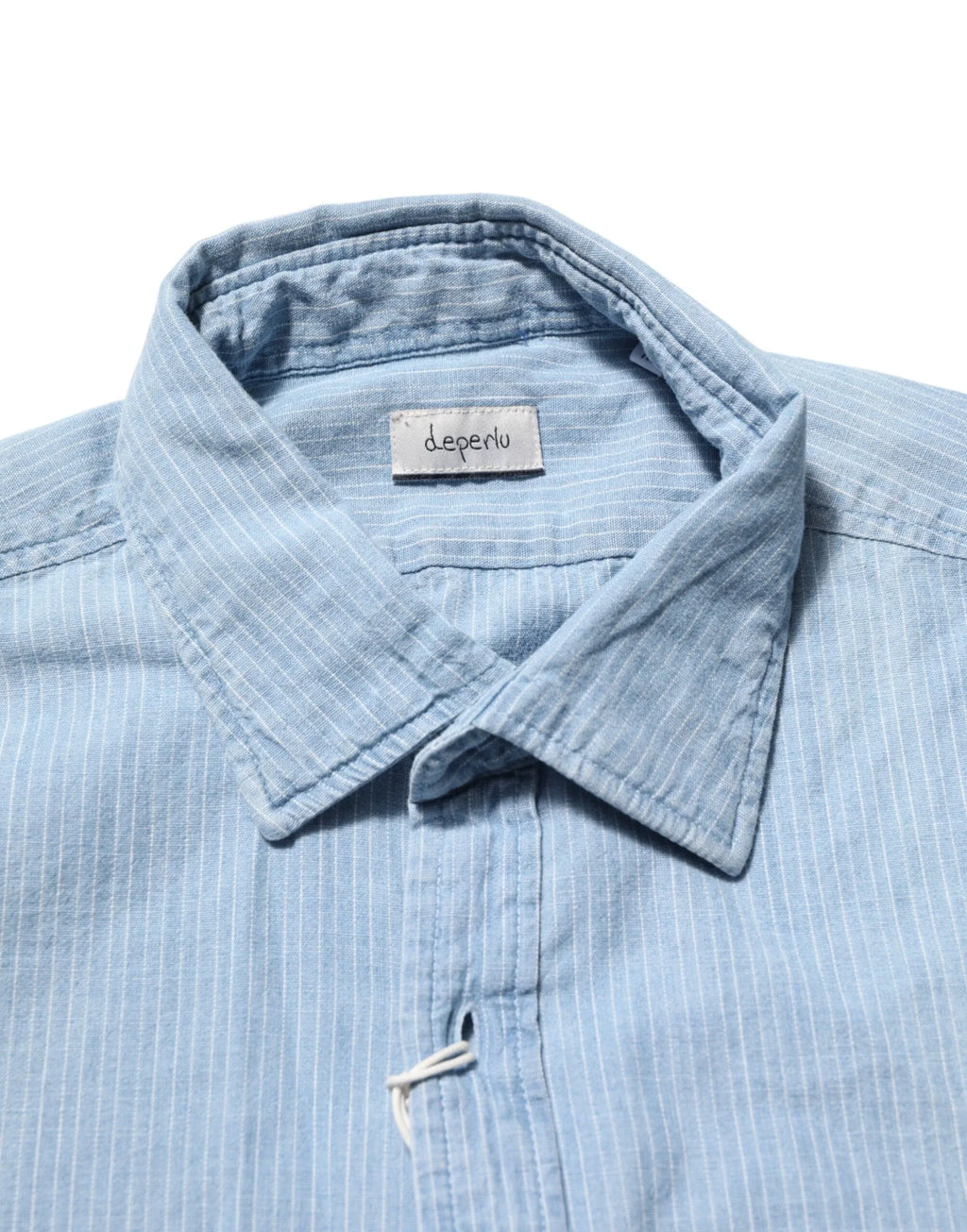 Deperlu Blue Denim Regular Fit Collared Long Sleeve Men Shirt - Zeiniez