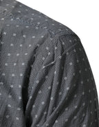 AGLINI Gray Polka Dot Cotton Button Down Long Sleeves Shirt - Zeiniez