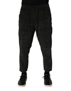 Dondup Black Mid Waist Cropped Corduroy Men Trouser Pants - Zeiniez