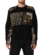 Dolce & Gabbana Black Patchwork Crew Neck Pullover Sweater - Zeiniez