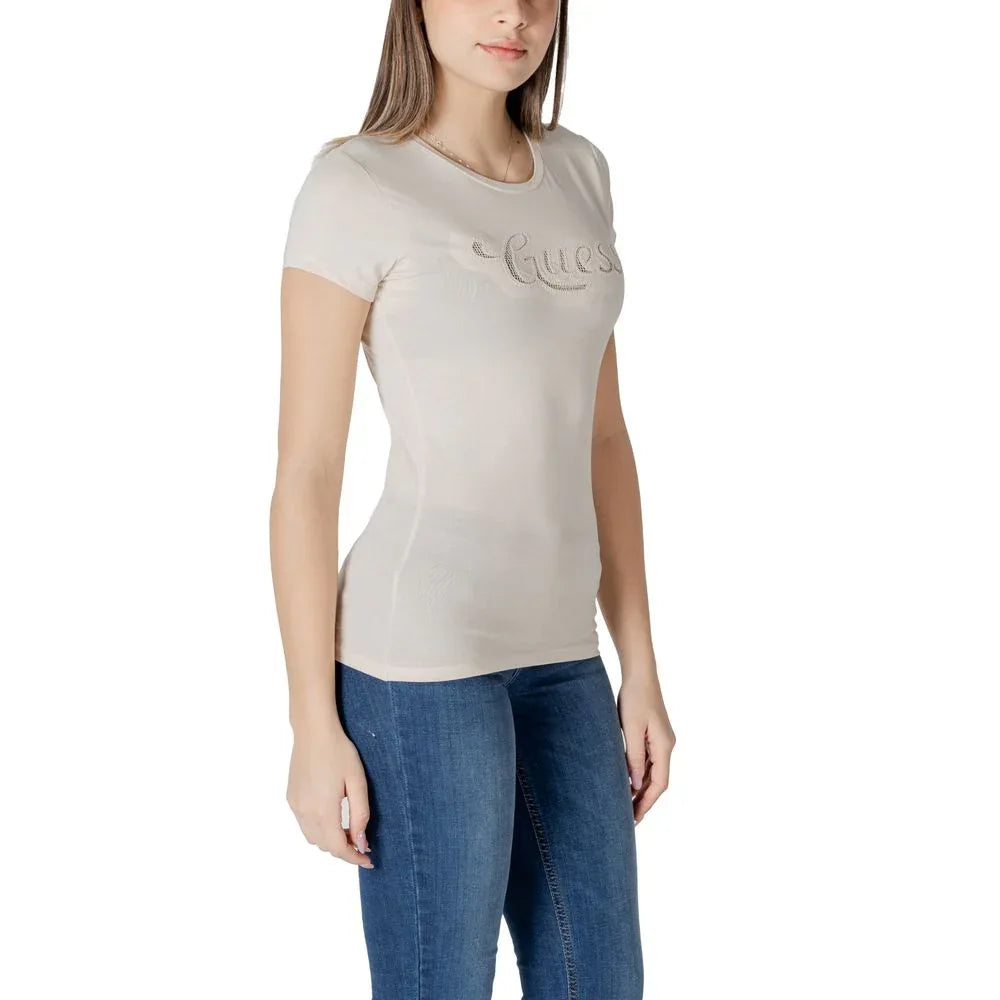 Guess Beige Cotton T-Shirt - Zeiniez