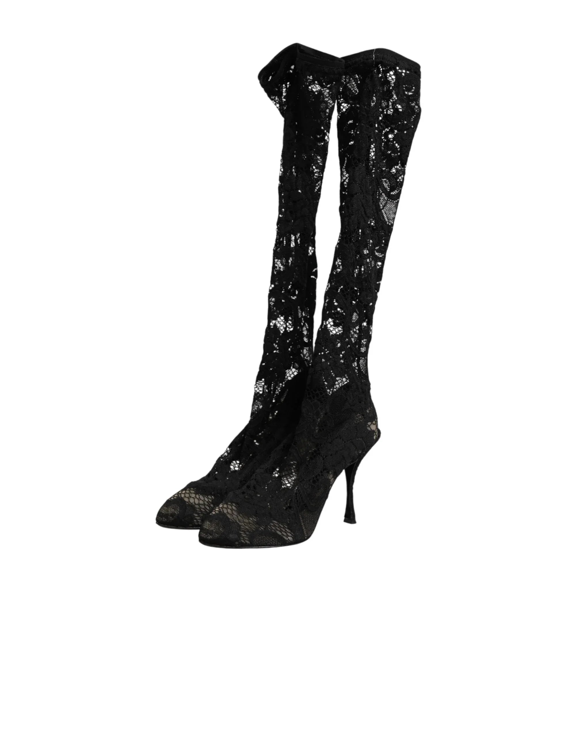 Dolce & Gabbana Black Pumps Taormina Lace Socks Boots Shoes - Zeiniez