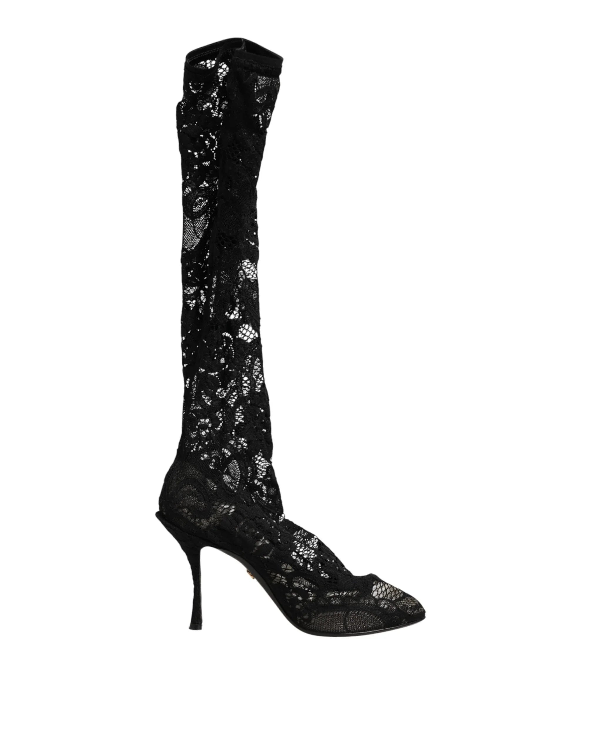 Dolce & Gabbana Black Pumps Taormina Lace Socks Boots Shoes - Zeiniez