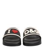 Dolce & Gabbana Black Rubber Slides Sandals Beachwear Shoes - Zeiniez