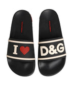 Dolce & Gabbana Black Rubber Slides Sandals Beachwear Shoes - Zeiniez