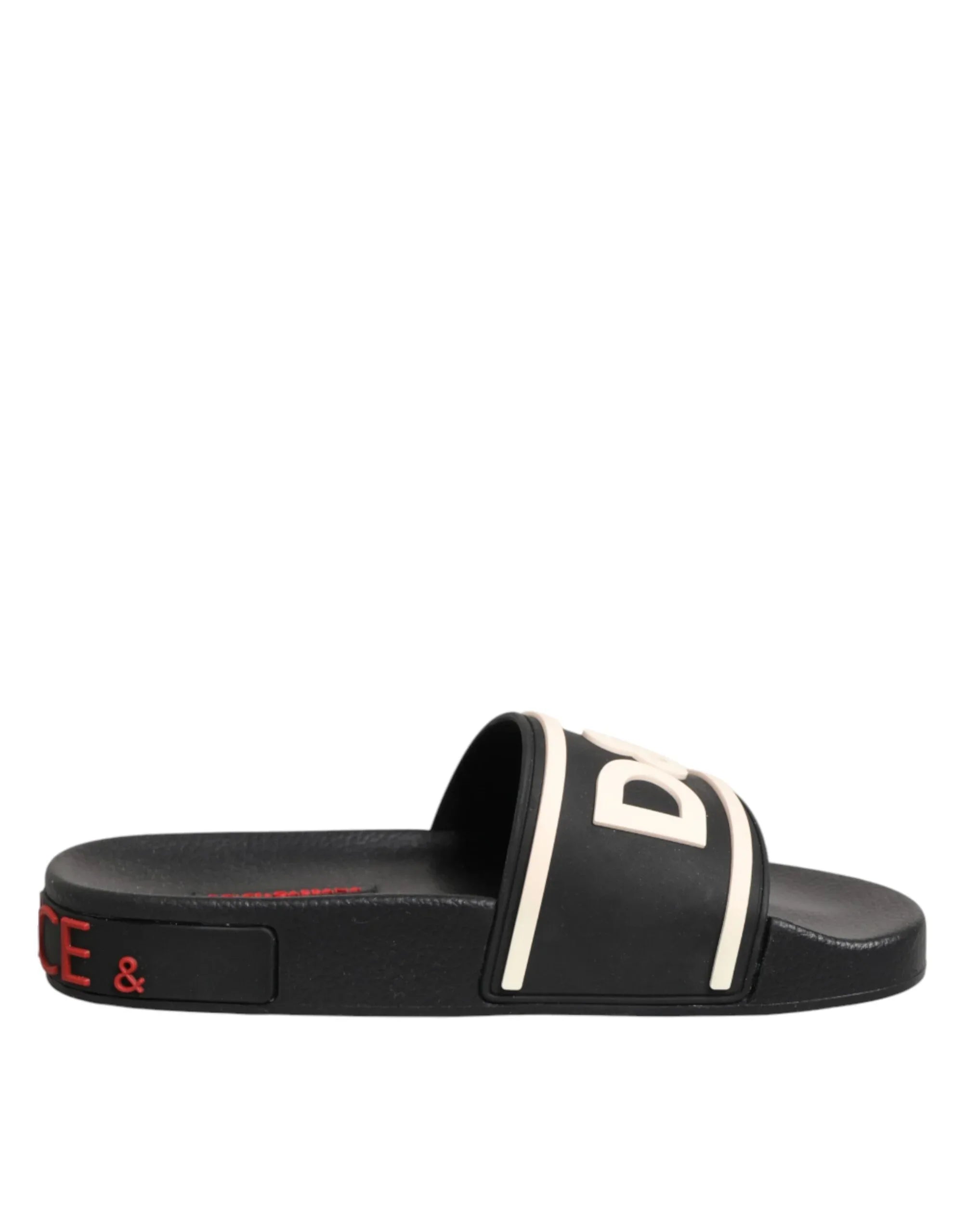 Dolce & Gabbana Black Rubber Slides Sandals Beachwear Shoes - Zeiniez