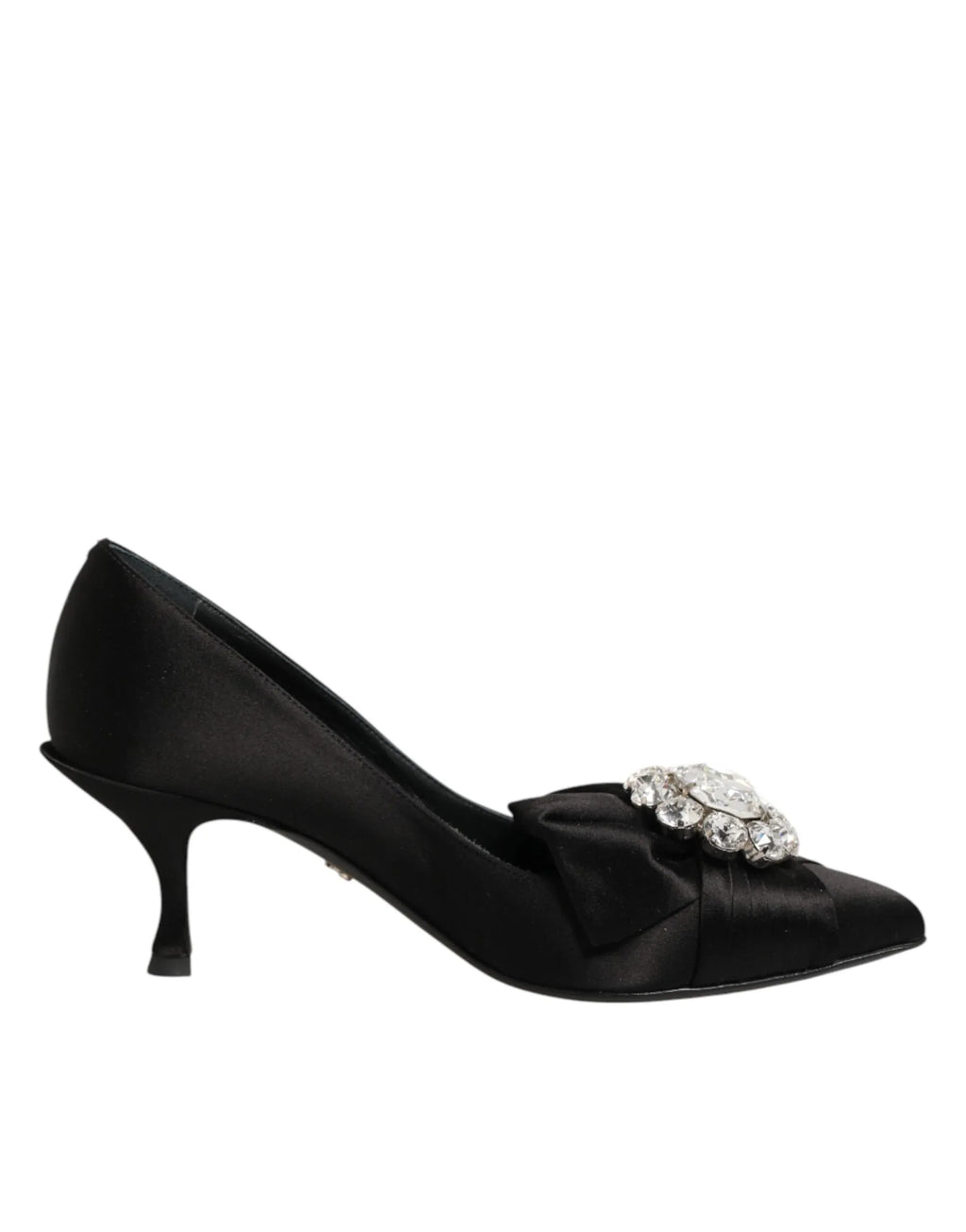 Dolce & Gabbana Black Satin Bow Crystal Embellishment Pumps Shoes - Zeiniez