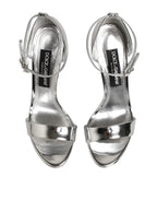 Dolce & Gabbana Silver Leather Platform Keira Sandals Shoes