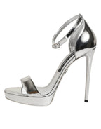 Dolce & Gabbana Silver Leather Platform Keira Sandals Shoes - Zeiniez