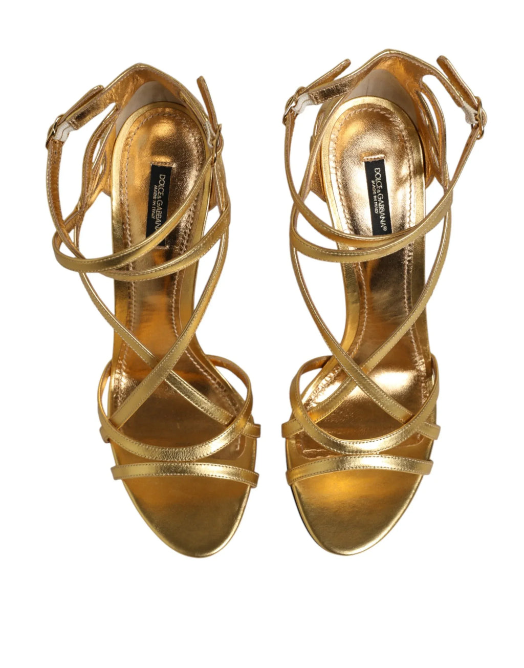 Dolce & Gabbana Gold Leather Keira Heels Sandals Shoes - Zeiniez