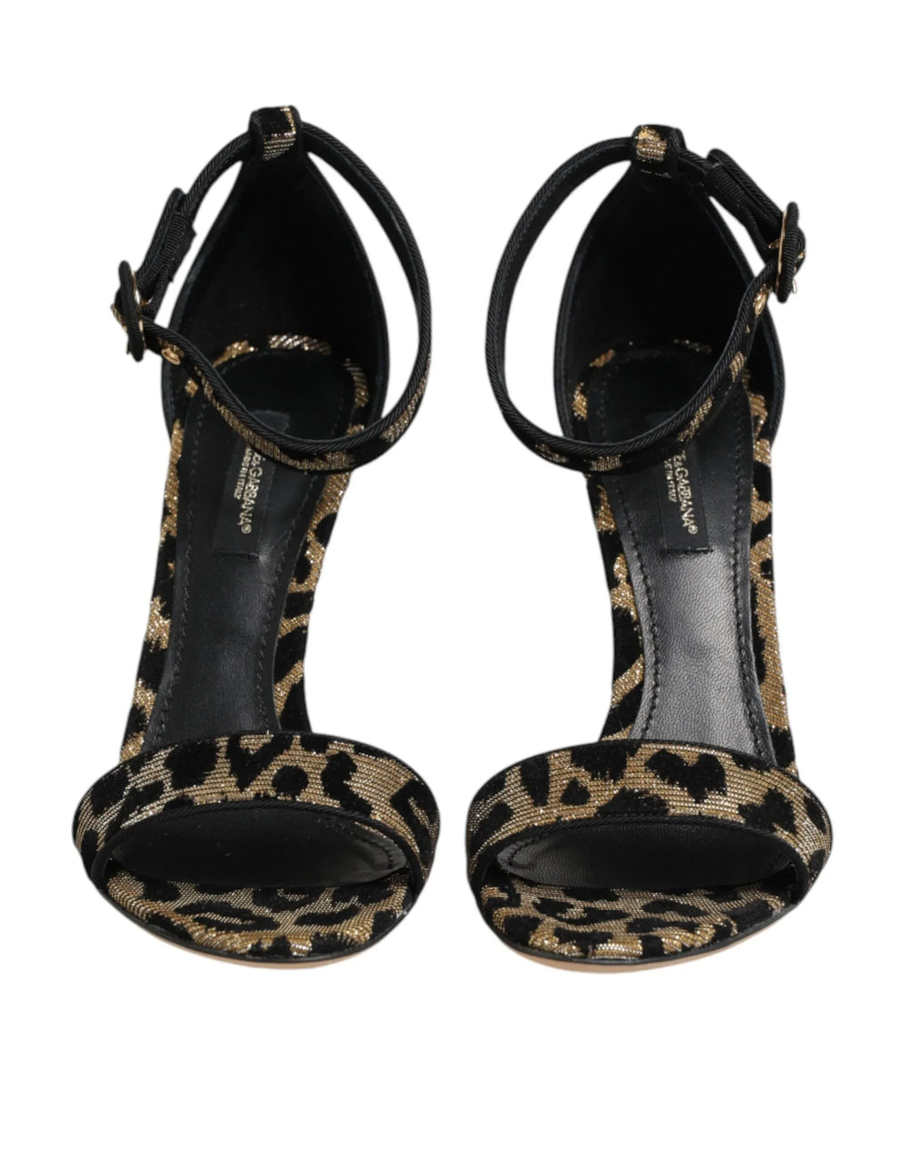 Dolce & Gabbana Gold Leopard Ankle Strap Heels Sandals Shoes - Zeiniez