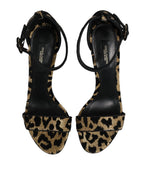 Dolce & Gabbana Gold Leopard Ankle Strap Heels Sandals Shoes - Zeiniez