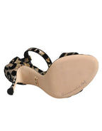 Dolce & Gabbana Gold Leopard Ankle Strap Heels Sandals Shoes - Zeiniez