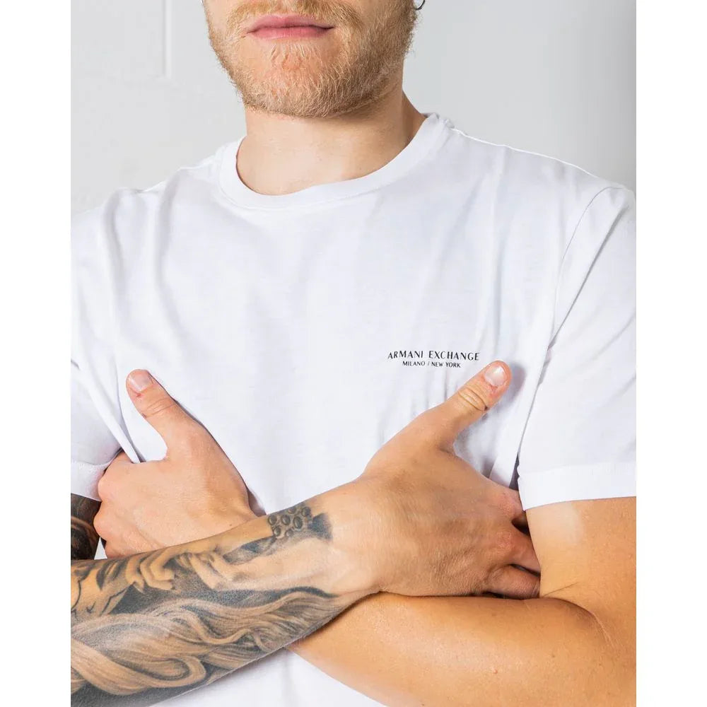 Armani Exchange White Cotton T-Shirt - Zeiniez