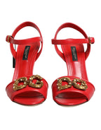 Dolce & Gabbana Red Leather DG AMORE Heels Sandals Shoes - Zeiniez