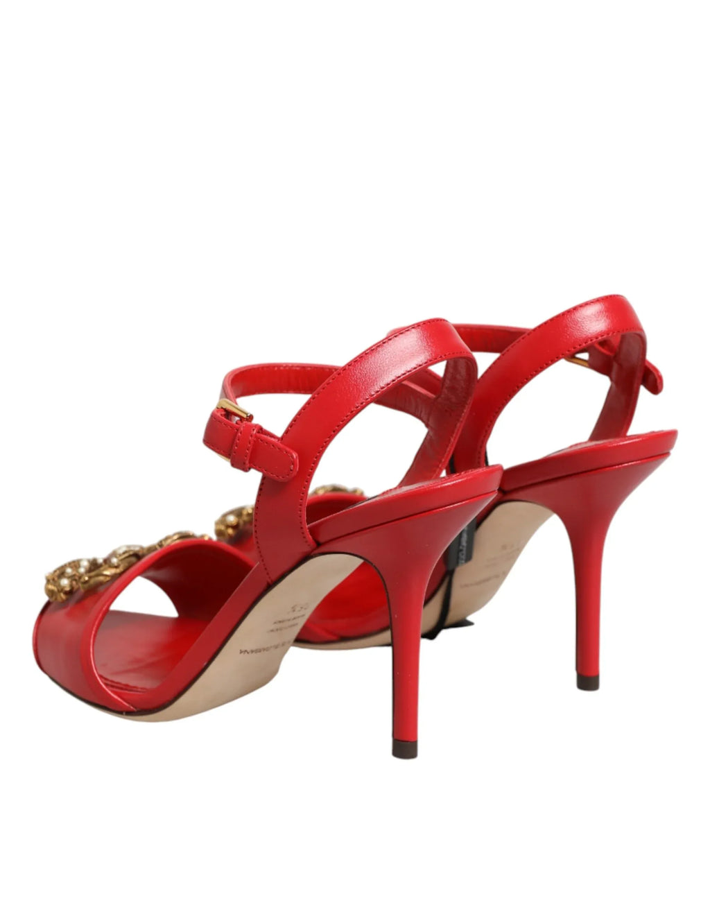 Dolce & Gabbana Red Leather DG AMORE Heels Sandals Shoes - Zeiniez