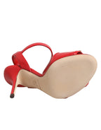 Dolce & Gabbana Red Leather DG AMORE Heels Sandals Shoes - Zeiniez