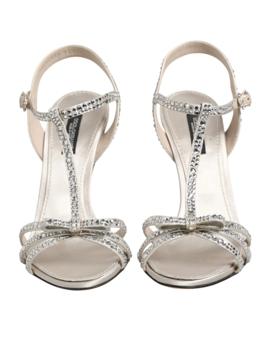 Dolce & Gabbana Silver Strass Ankle Strap Heels Sandals Shoes - Zeiniez