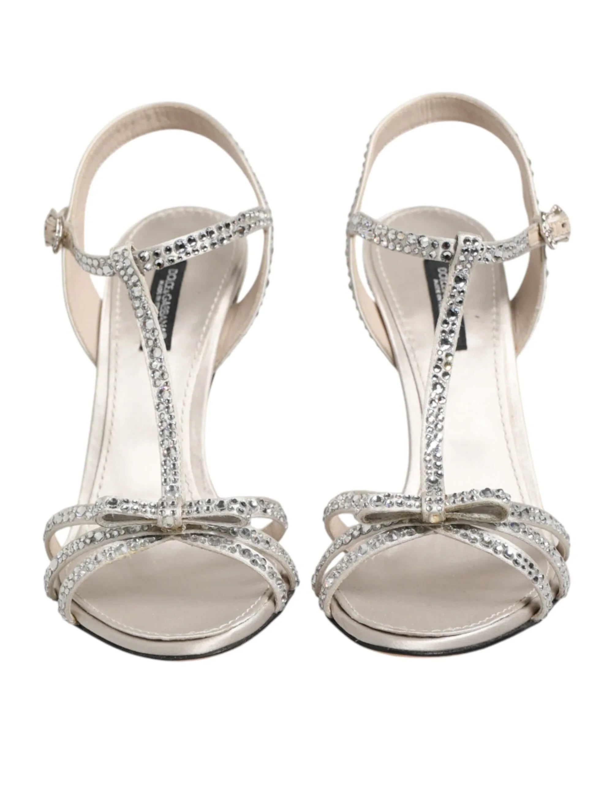 Dolce & Gabbana Silver Strass Ankle Strap Heels Sandals Shoes - Zeiniez