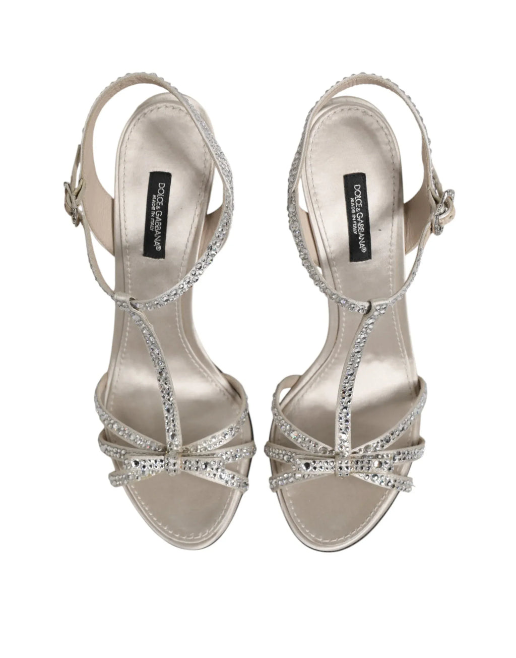Dolce & Gabbana Silver Strass Ankle Strap Heels Sandals Shoes - Zeiniez