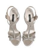 Dolce & Gabbana Silver Strass Ankle Strap Heels Sandals Shoes - Zeiniez