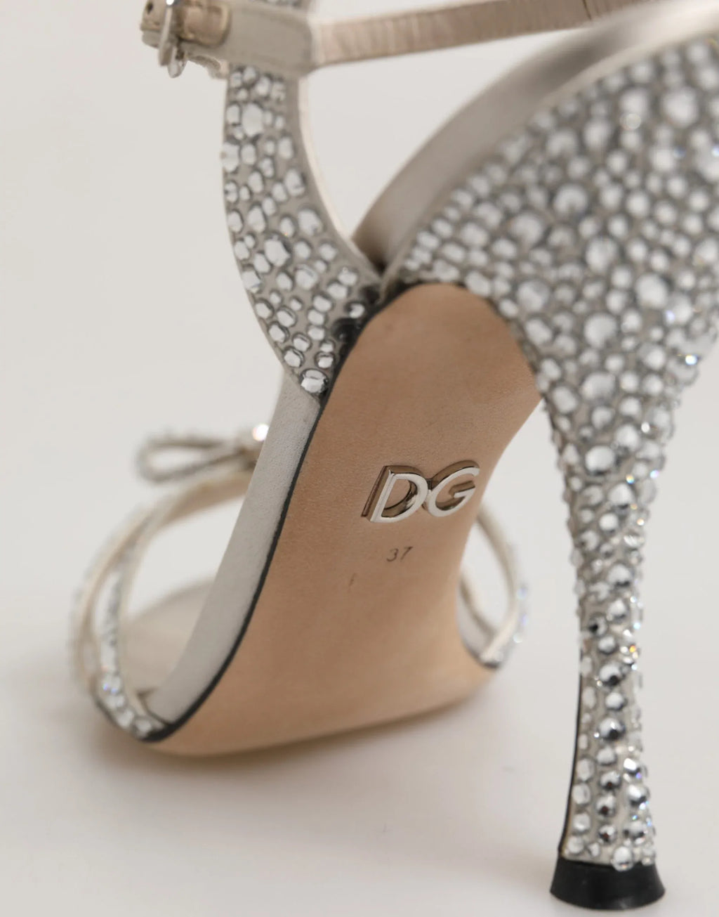 Dolce & Gabbana Silver Strass Ankle Strap Heels Sandals Shoes - Zeiniez