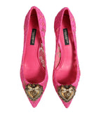Dolce & Gabbana Pink Taormina Lace DEVOTION Pumps Shoes - Zeiniez